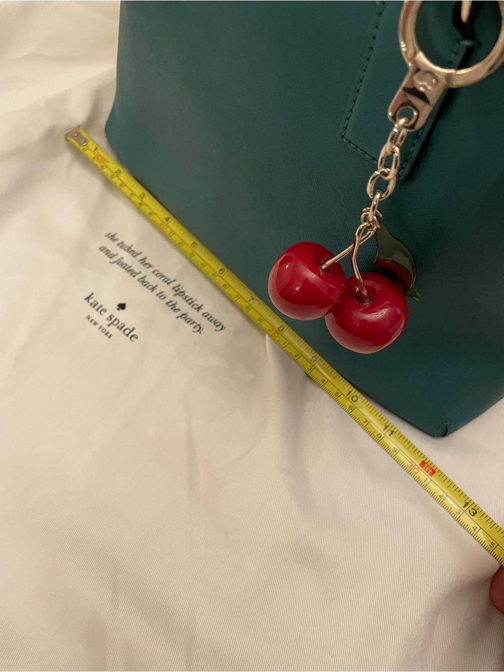 kate spade Teal Dome Satchel with Cherry Charm - Picture 9 of 12